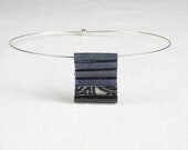 pendant necklace  -  fabric pearl pendant - gray ombre