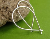 Medium Hoop Earrings- Fish Shaped Hoops- Silver Wire Hoops