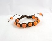 Zen Unisex Orange Jade Organic Shamballa Natural Gemstones Stack bracelet- Fits up to 8.5 inches wrist