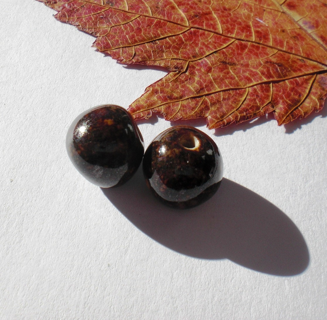 Saturated Iron Stoneware Bead Set