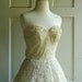 1950s Tea Length Wedding Dress / Vintage Antique Ivory Lace