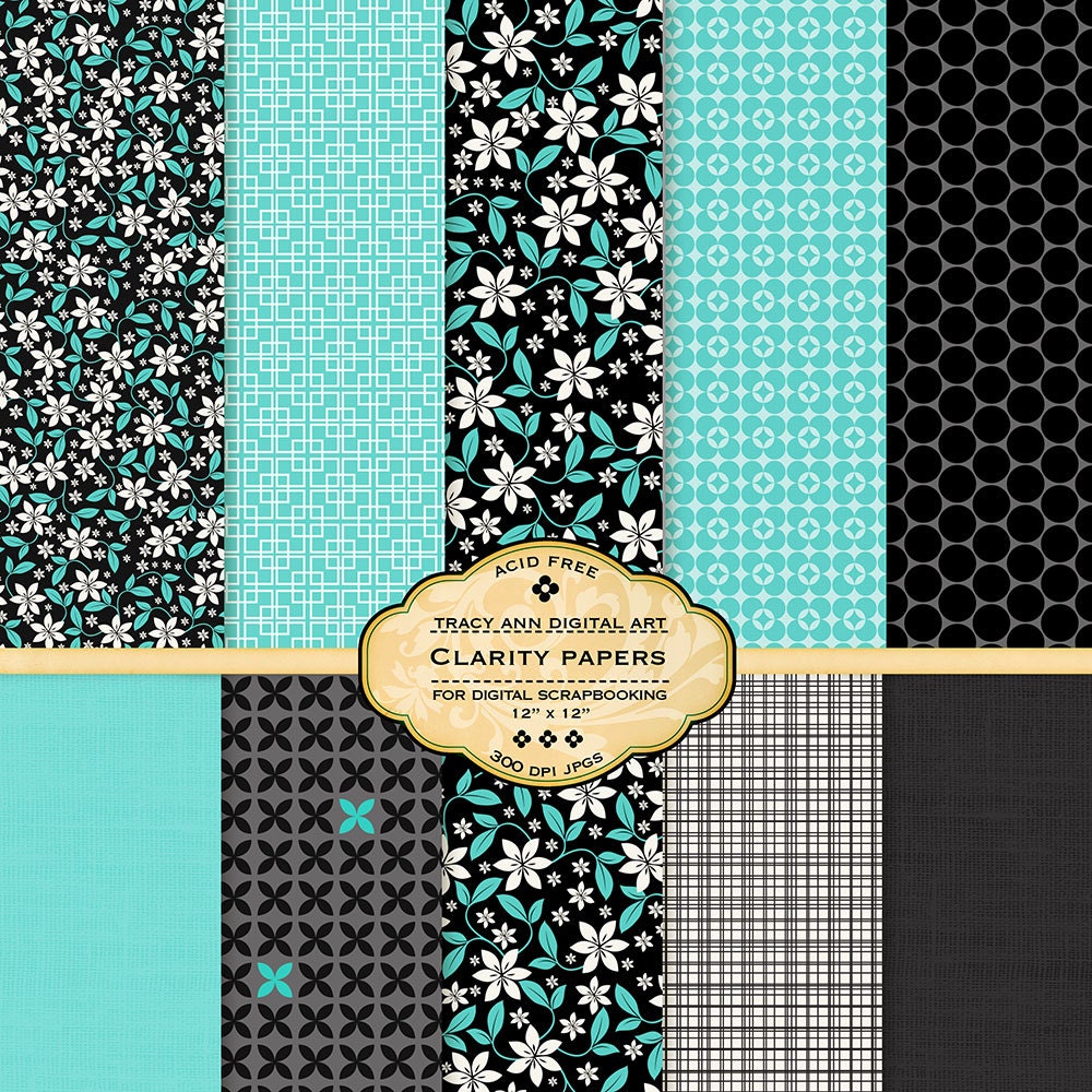 Clarity Digital Paper Packs for Scrapbooking, invites, cards