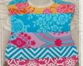 Stripwork Vintage Chenille Yellow Daisy Infant Size Feeding Bib