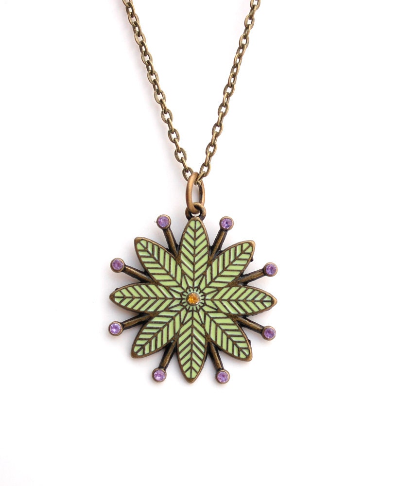 Mint Green Enamel Flower Necklace Buy 3 Get 1 Free