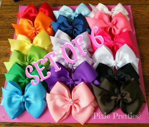 SALE - 6pc Hair Bow Set (Your Choice of Colors)