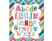 Bold Colorful Alphabet ABC 11x14 Print Poster Wall Art Child or Crib Nursery Home Decor Gift Quote Picture Font Typography