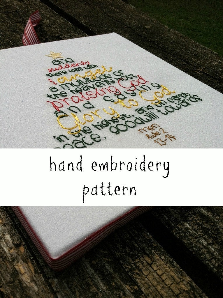 hand embroidery PATTERN full color pdf download: luke 2 Christmas tree