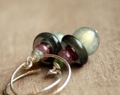 Gemstone Earrings  - Labradorite - Glass  -   Sterling Silver  -  Handmade Jewelry -  Gemstone Jewelry - Tourmaline