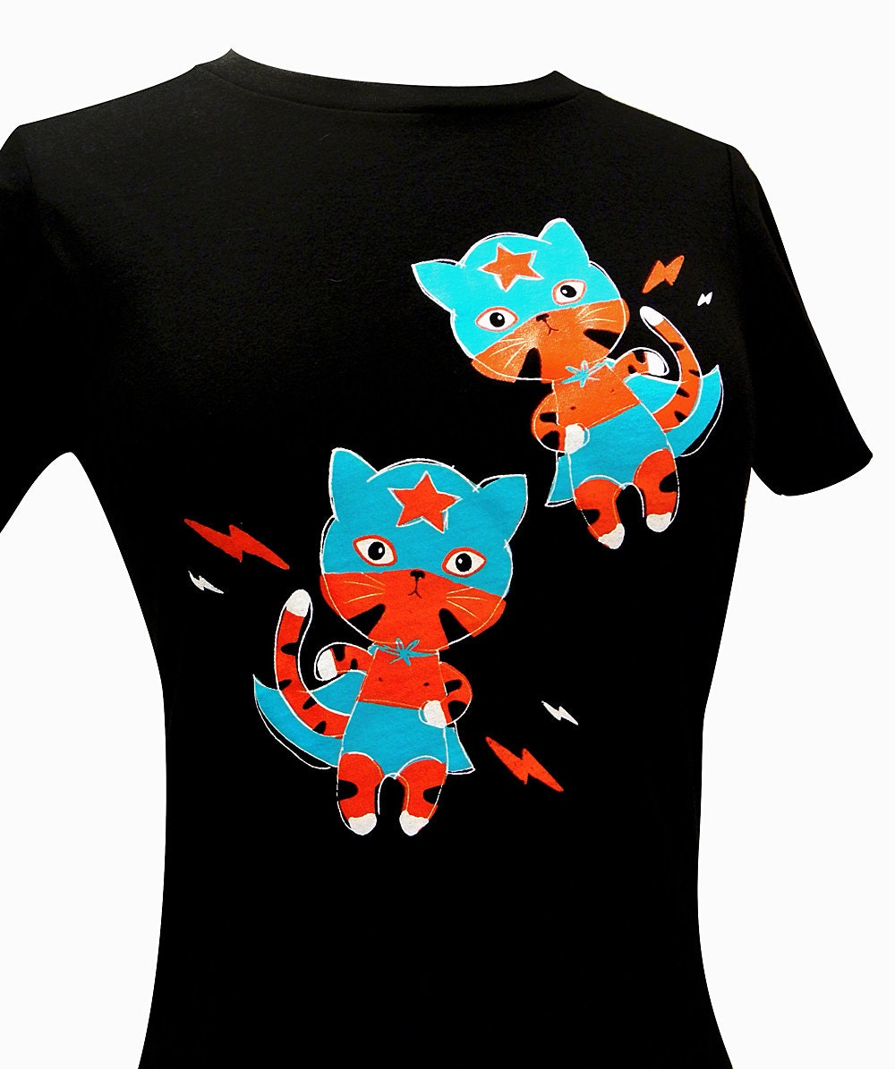 CAT Lucha Libre Shirt - Kitty Mexican Wrestler Shirt - (Available in Ladies sizes S, M, L, XL)