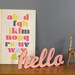 SALE hello script handmade wood sign - wall decoration for vintage or modern decor
