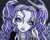 Angelina Violet Gothic Halo Angel Signed 13 X 19 inch Print