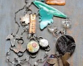 Necklace - Midnight in the Garden - Mixed Metal, Enamel, Vintage Cameo, Copper, Sterling, Quartz