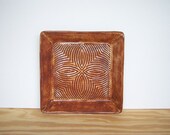 Square Textured Stoneware Plate in Shino Glaze