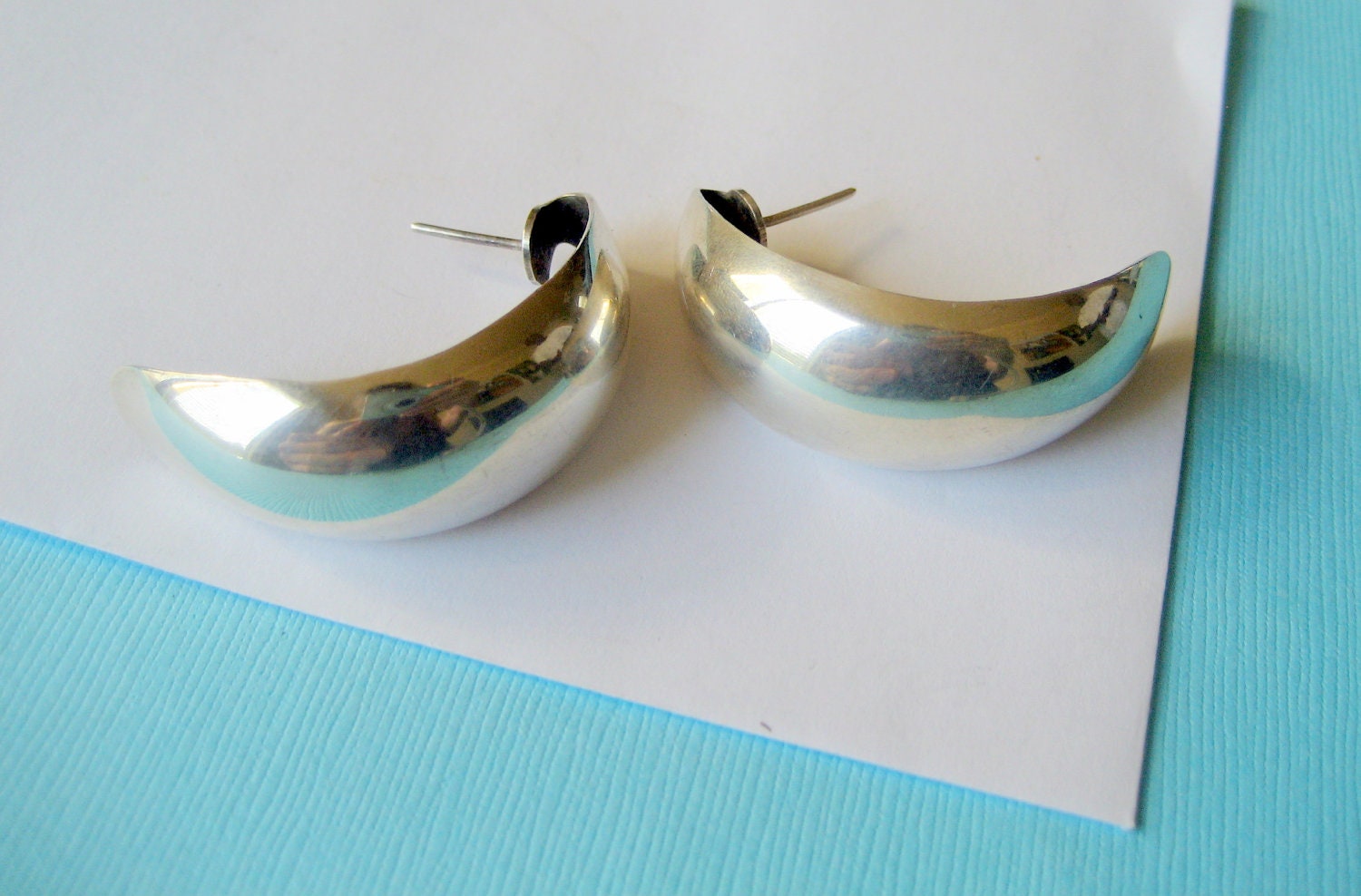 SALE...Large Sterling Taxco Hoops