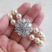 15% Off Sale Bridal Bracelet Ivory Swarovski Pearl Cubic Zirconia Sterling Silver Brooch Bracelet - Bianca B43 Wedding Jewelry