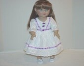 Party Dress  White, Lilac, 3 piece fits American Girl, 18 Inch Dolls