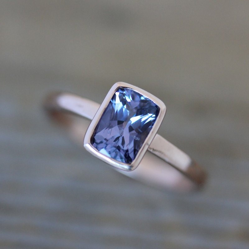 Purple Blue Spinel Gemstone RIng in Recycled 14k Rose Gold,  Sized to Your Size