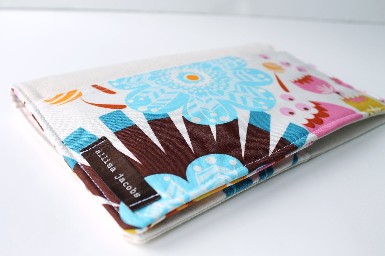 Notepad Organizer - LouLou Floral in Aqua Blue and Pink, Portfolio List Taker