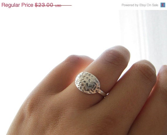 CLOSING SALE Dainty sterling silver stamped ring II