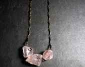 Gemstone Statement Necklace - Rose Quartz Necklace - Raw gemstone
