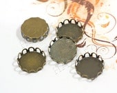 20 pcs antique bronze lace round tray base - for 12mm round cabochons. BN275A