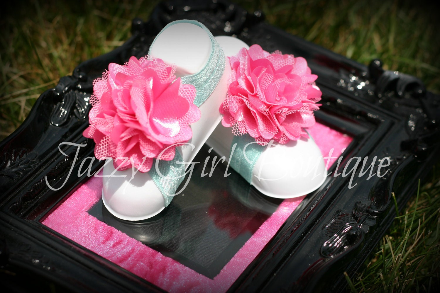 Barefoot Baby Flower Sandals for Newborn to Toddler Cute Foot Shoe Accessory You Choose Color