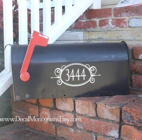 Two Mail Box Number Oval Vinyl Decal
