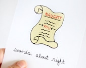 Christmas Card. Funny Christmas Card. Naughty List Card.