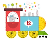 TRAIN ENGINE : 8x10 inch, 5 color screenprint