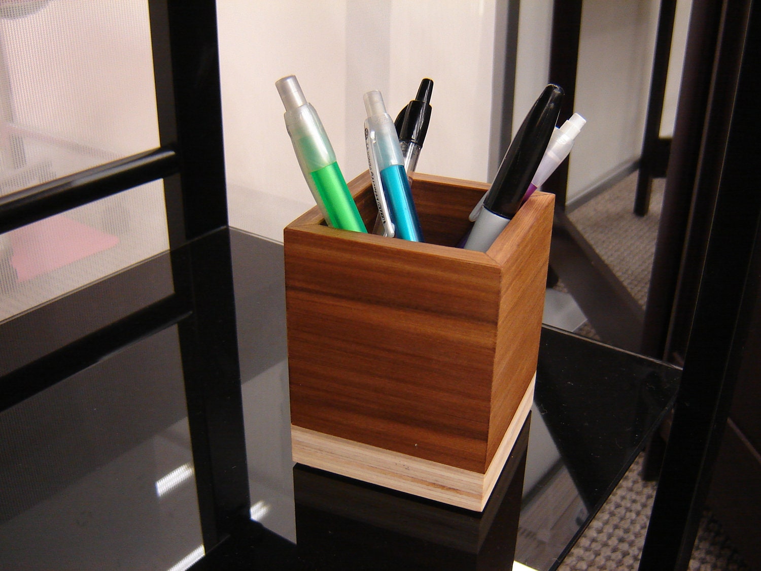 Wooden Pencil Cup Office Decor from Reclaimed Materials