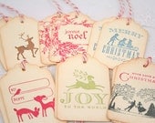 Christmas Tags Holidays Wrap Gift Tags Sampler Gift Tag Set - Vintage Inspired