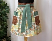 Retro Half Apron - Handmade Womens Kitchen Apron - Flair for Cooking Cute Waist Aprons - Ready to Ship