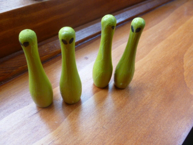 Adopt an Alien Made from Upcycled Vintage Miniature Bowling Pin