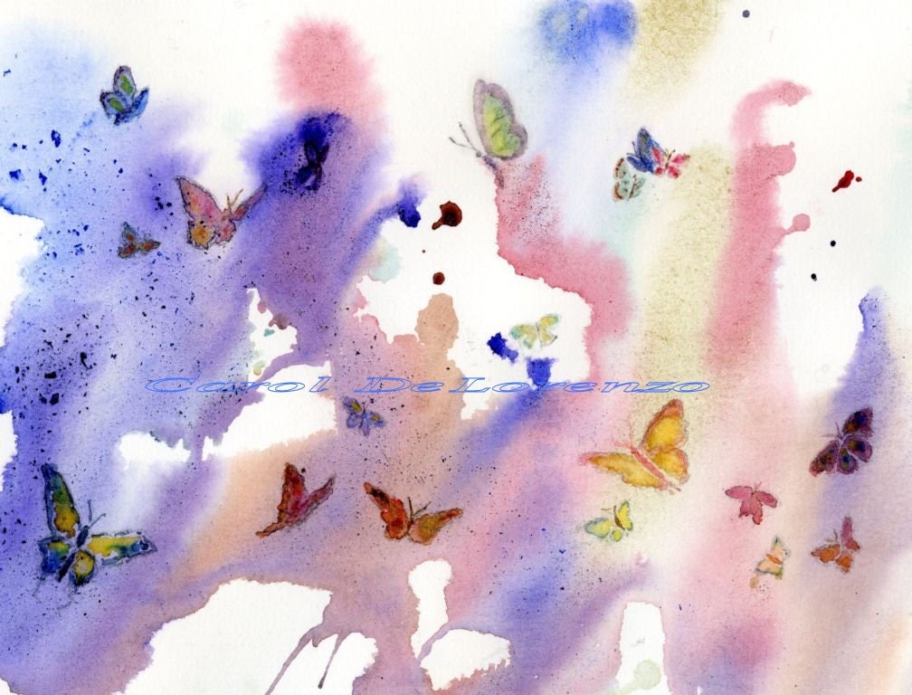 Watercolor Painting 13x19, Butterfly Art, Butterfly Painting, Butterfly Watercolor, Sky Art, Print Titled Butterfly Heaven