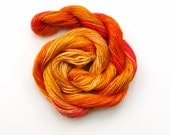Hand dyed cotton perle 8 embroidery yarn, 30m skein - dark golden yellow, bright orange, red, light brown - therainbowgirl
