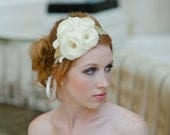 Handmade Silk Habotai Bridal Mini Hat by Fine & Fleurie in Ivory and Gold More Colors Available