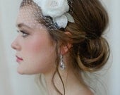 Bridal Hairband with Mini Veil in Light Ivory by FIne & Fleurie