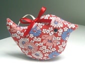 Red and Blue Flowery Bird...Pretty Lavender Bird Sachet, Home Scent and Decoration