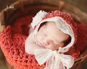 Coral Baby Blanket Newborn Photo Prop, Sack, Blanket, in or YOU choose the color- Infant Photo Prop