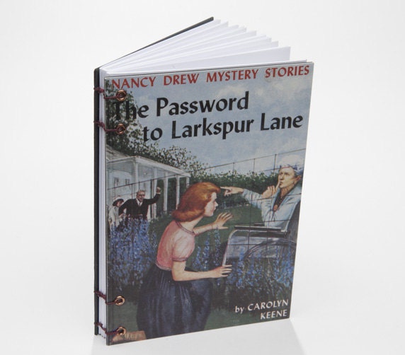 Postcard journal, recycled nancy drew mystery, coptic bound, notebook