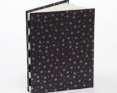 Starry night journal, handmade journal, black and silver, stars, gift under 15 - BookgirlsStudio