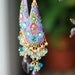 Amethyst Marquise, Prehnite and Teal Apatite,  brass filigree, floral clay detailed earrings in goldfill and vermeil -  Lilacs Blooming
