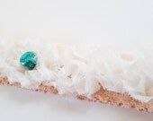 Rustic Turquoise Bridal Garter, Ivory, Ruffles, Sheer, Stone, Lace, Something Blue, Southwestern, Cowgirl, Outdoor, Romantic, Southern