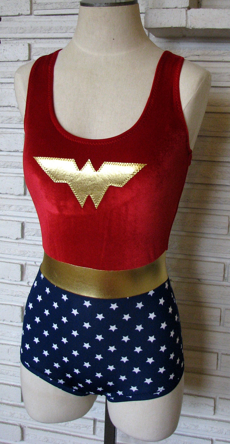 Wonder Woman Velvet Leotard Bodysuit Aerial Costume, Made to Order