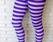 Striped Leggings, Purple Leggings, Custom Size