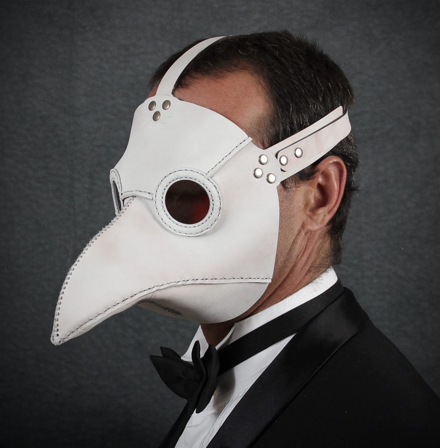 Plague Doctor's mask in white leather Classic