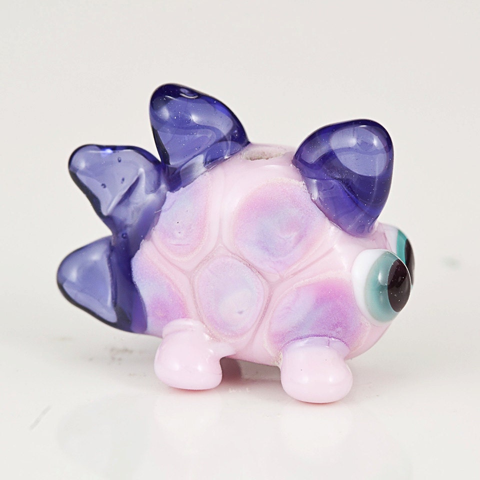 
Pink Purple Dinosaur Lampwork Glass Bead - Dinos for Diabetes