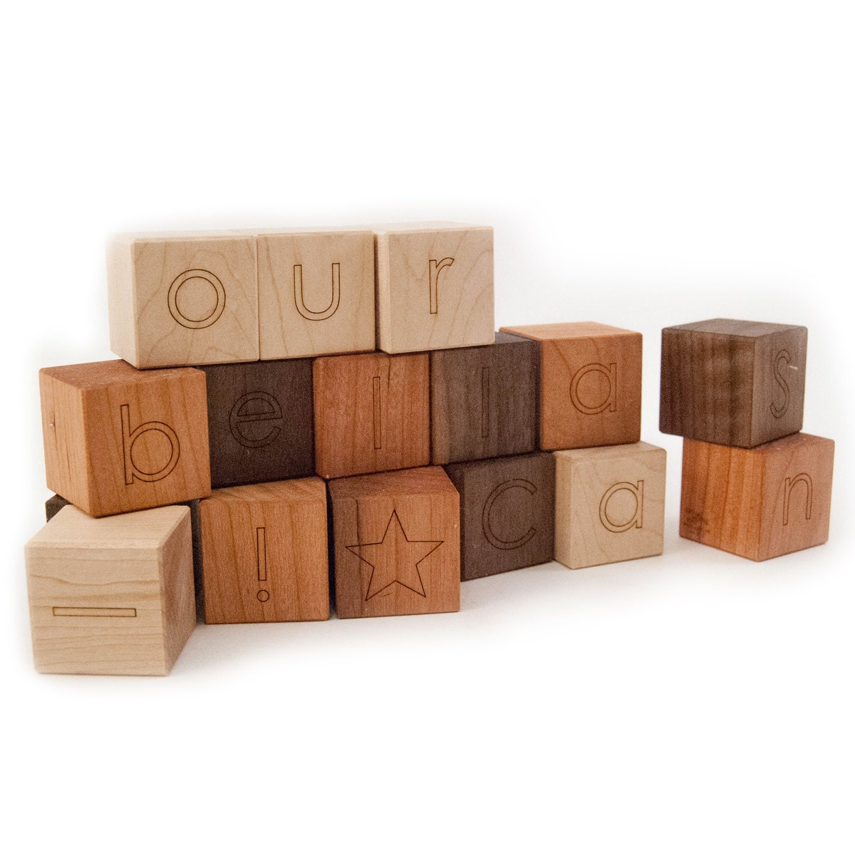 16 personalized wooden blocks, alphabet letter baby toys modern wood name blocks