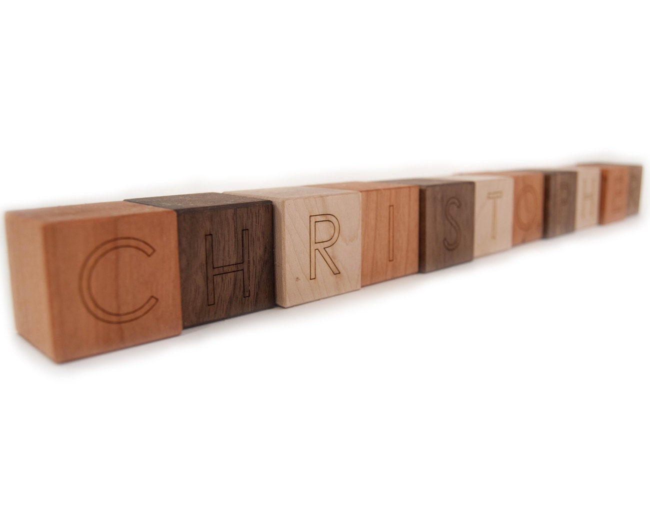 11 personalized wooden blocks, alphabet letter baby toys modern wood name blocks