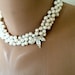 Freshwater Pearls  Brides  Bib Necklace with Crystal flower